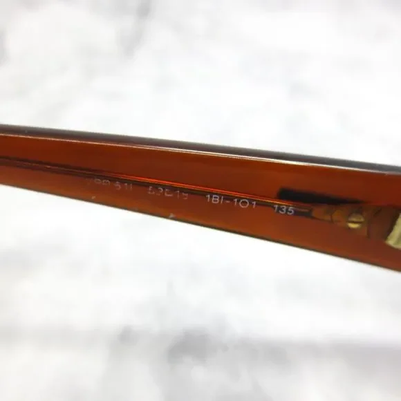 PRADA VPR51L 1BI-1O1 Eyeglasses Gold Brown Rectangular Full Rim Frames 52-18-135
